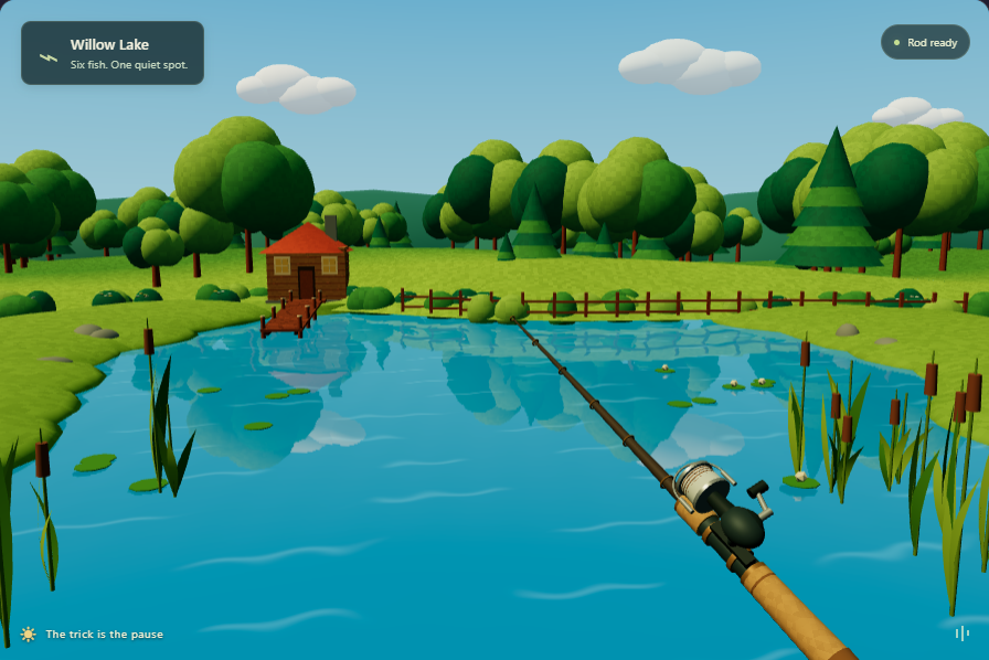 First-person fishing by the lake in Farm Valley